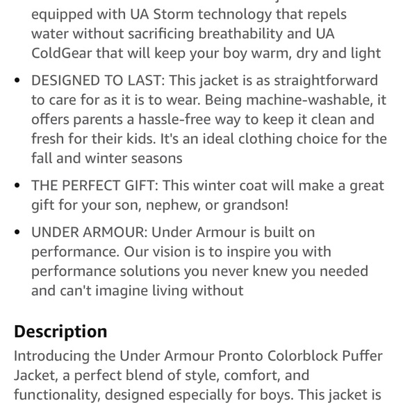 Under armour boys pronto colourblock puffer jacket - Picture 7 of 10